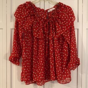 Chicwish nwt floral ruffle neck blouse size m
